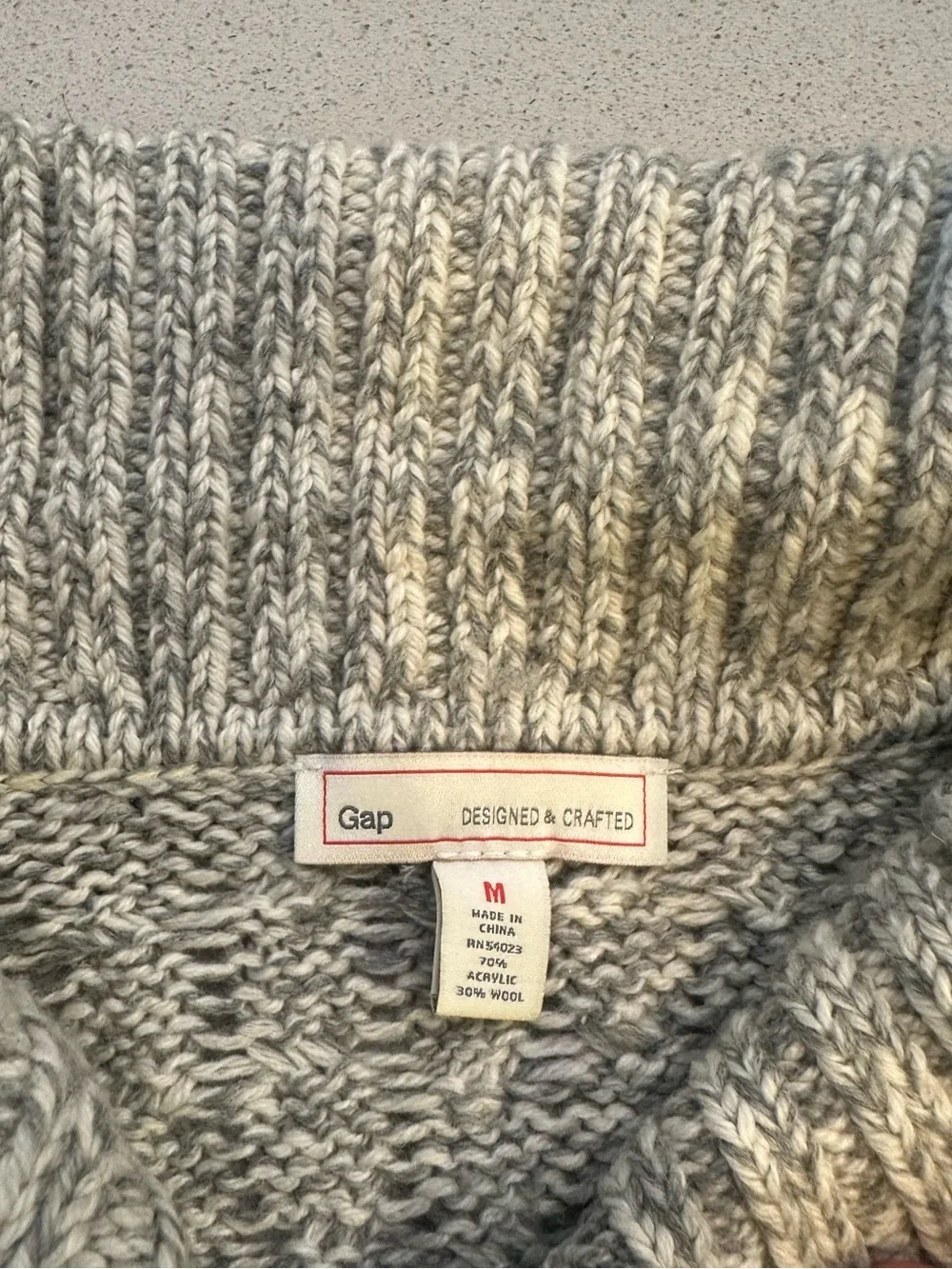 GAP Cream Heather Cable-Knit Cowl Neck Sweater